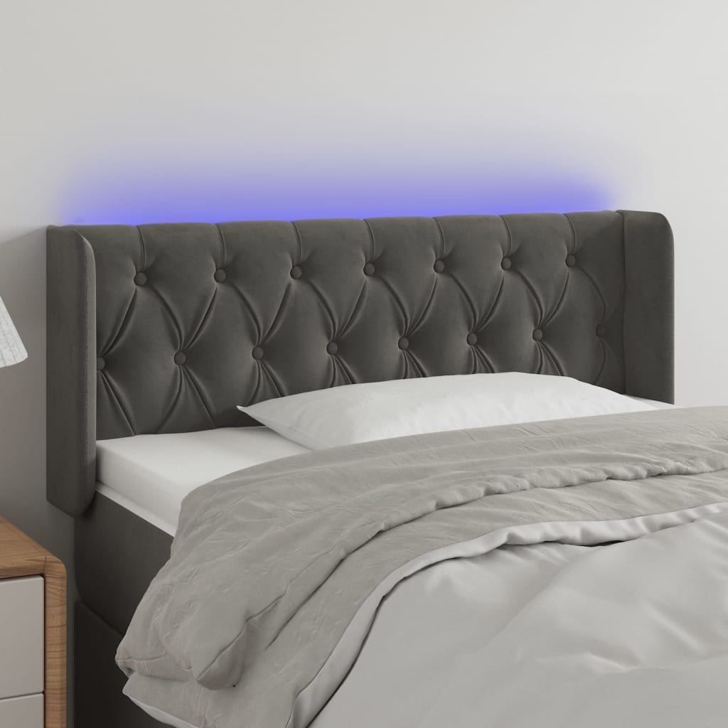 LED Kopfteil Hellgrau 83x16x78/88 cm Samt