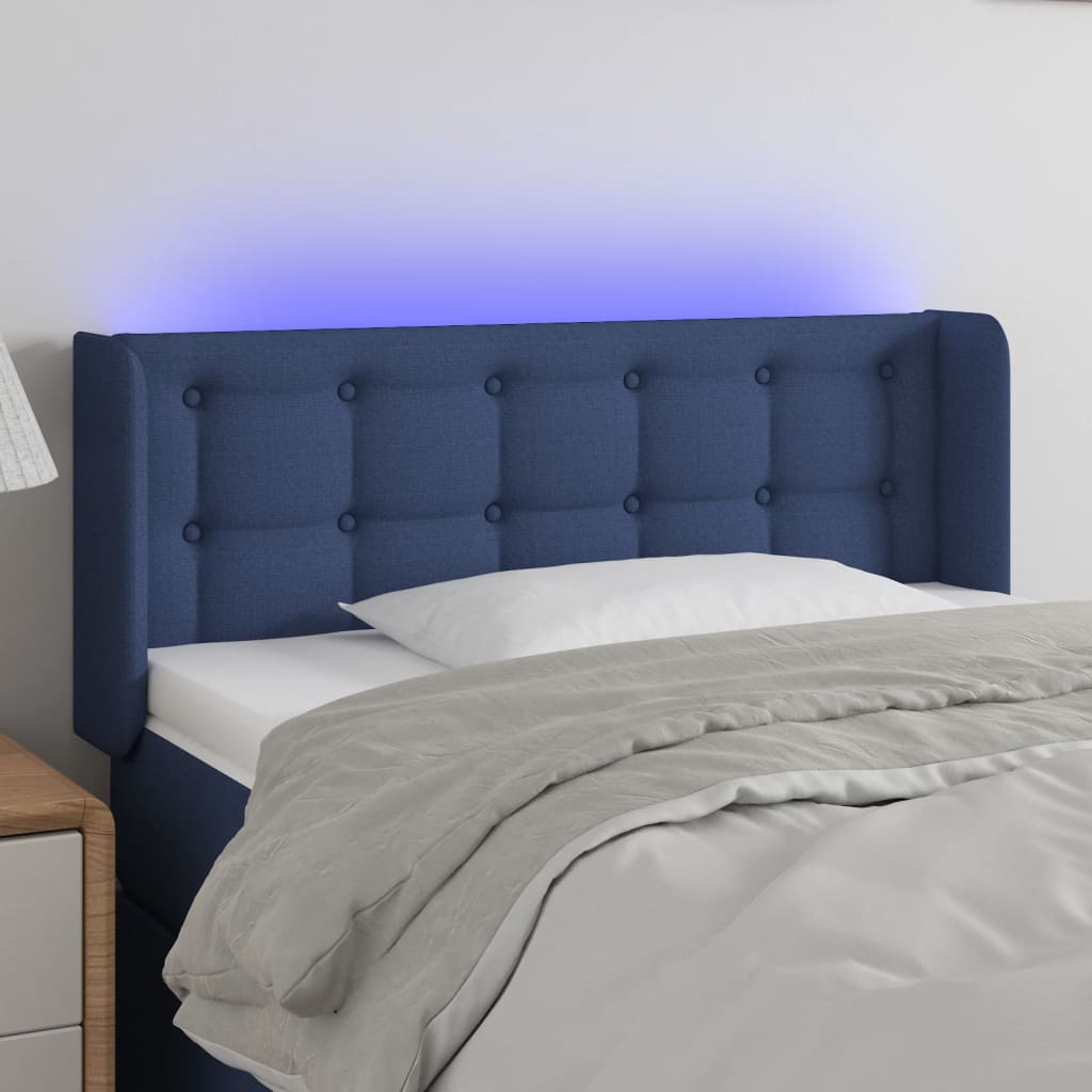 LED Kopfteil Hellgrau 83x16x78/88 cm Stoff