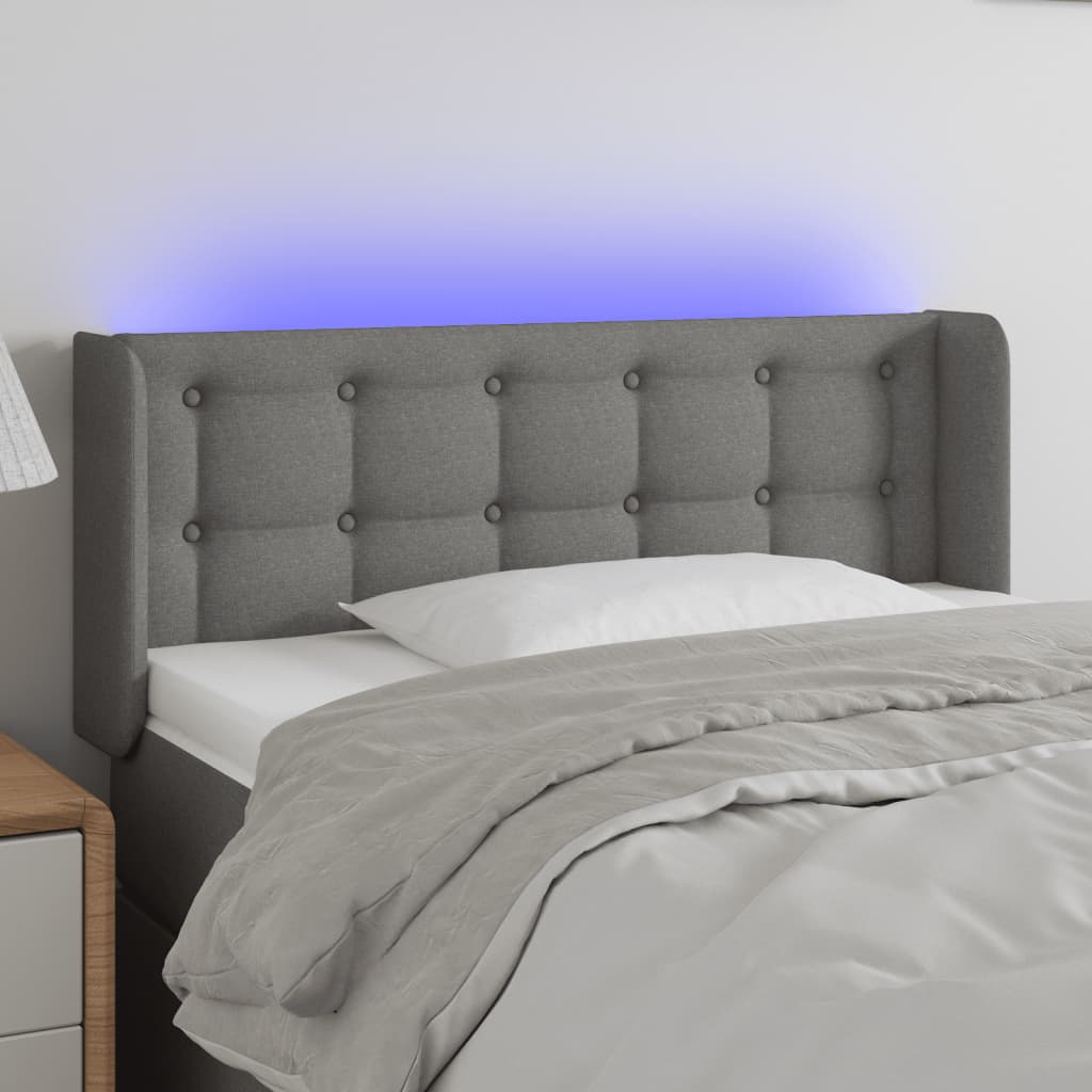 LED Kopfteil Hellgrau 83x16x78/88 cm Stoff