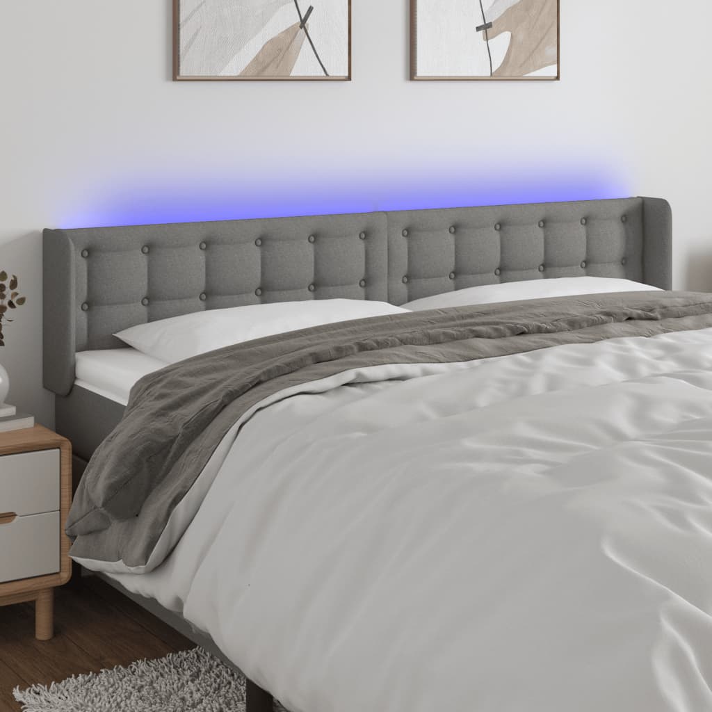 LED Kopfteil Hellgrau 83x16x78/88 cm Stoff