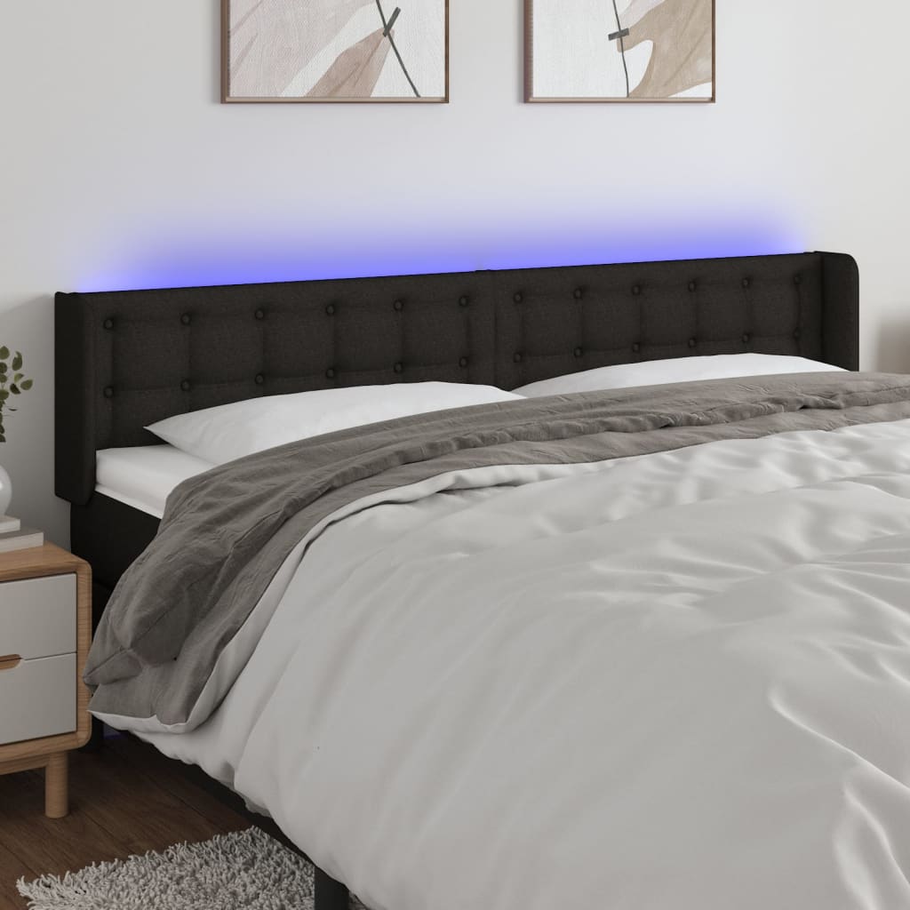LED Kopfteil Hellgrau 83x16x78/88 cm Stoff