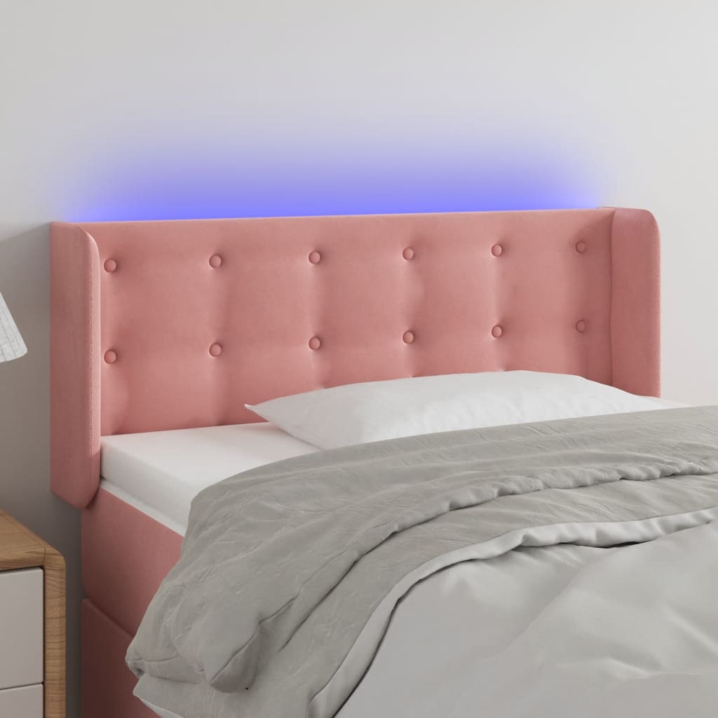LED Kopfteil Hellgrau 83x16x78/88 cm Samt