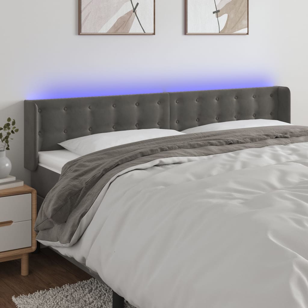 LED Kopfteil Hellgrau 83x16x78/88 cm Samt