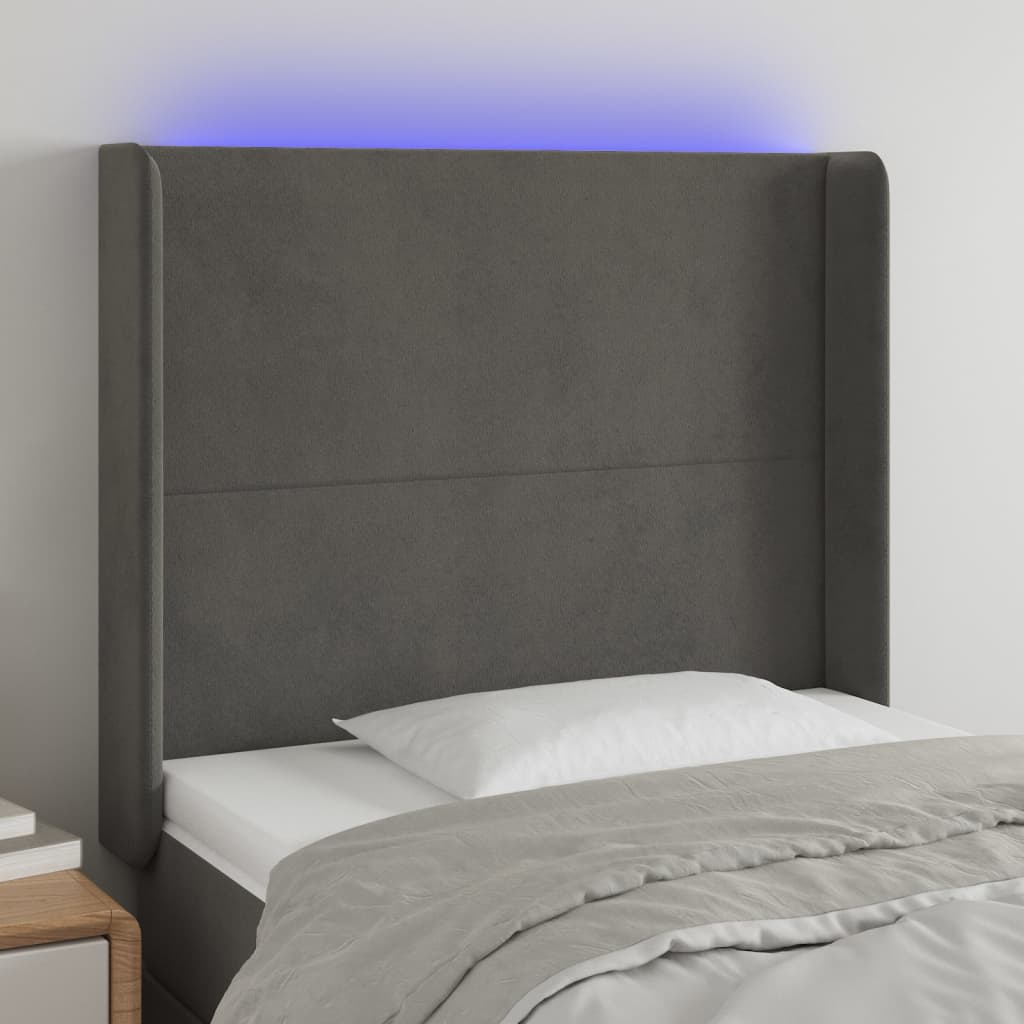 LED Kopfteil Hellgrau 83x16x78/88 cm Samt