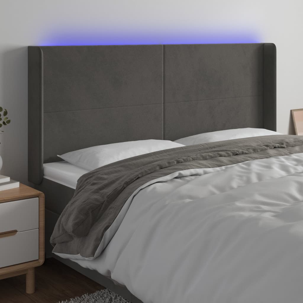 LED Kopfteil Hellgrau 83x16x78/88 cm Samt