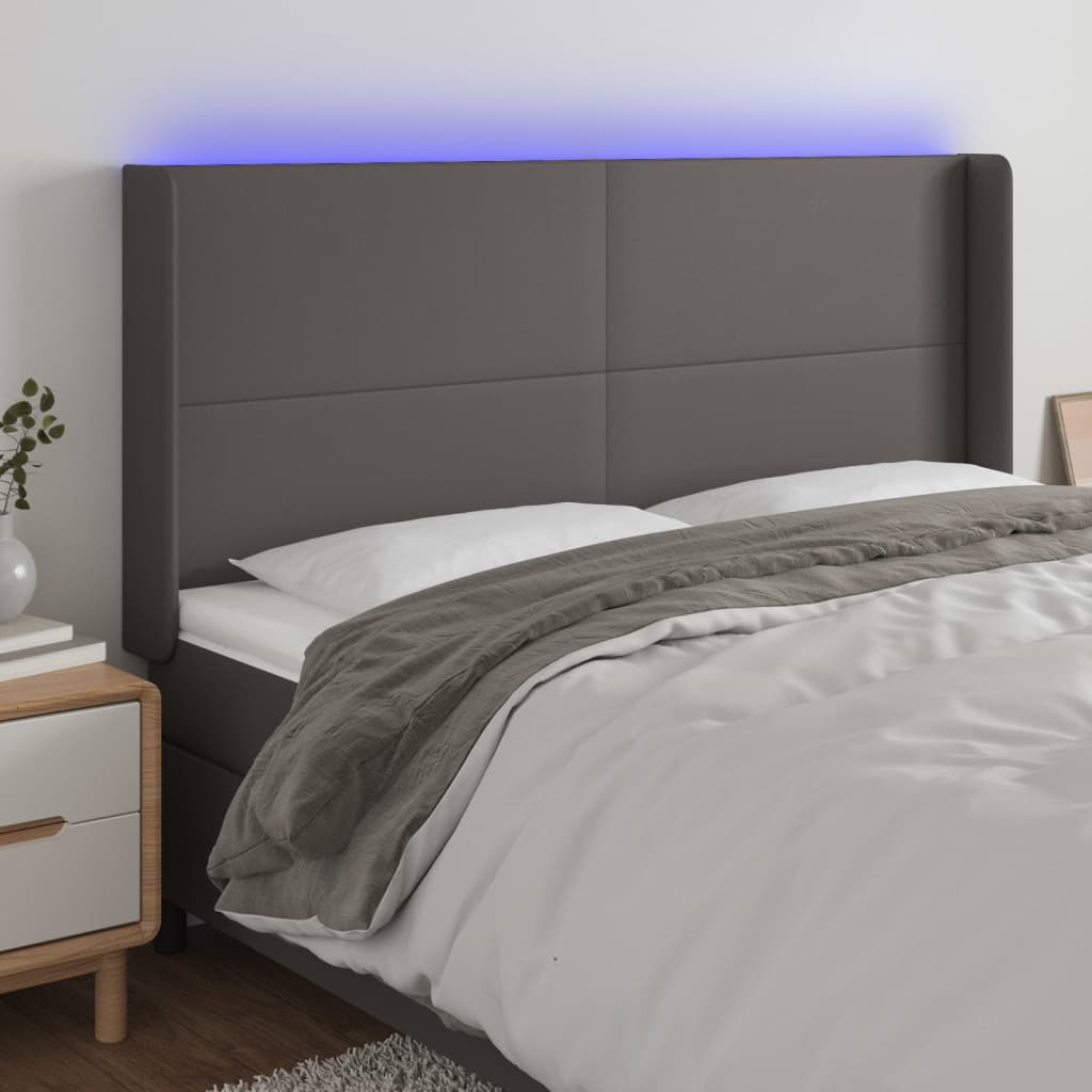 LED Kopfteil Schwarz 83x16x78/88 cm Kunstleder