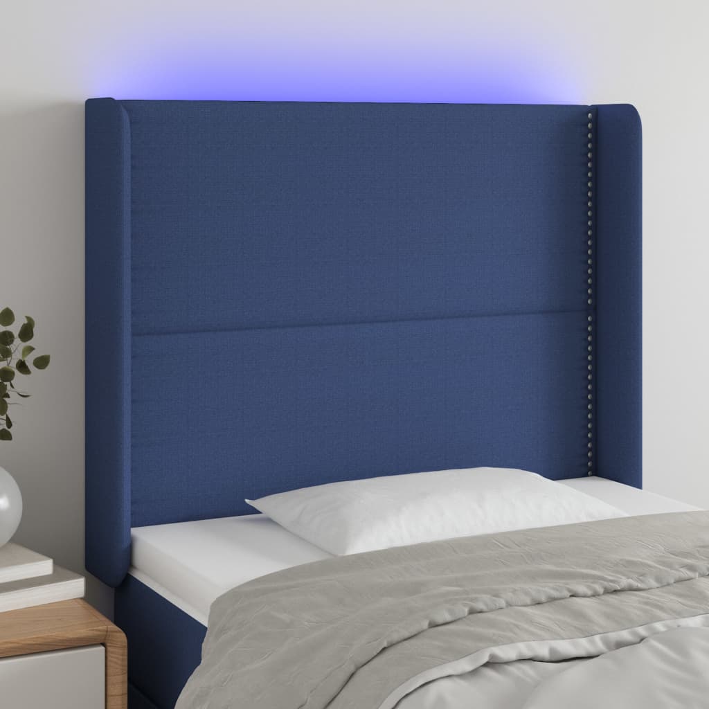 LED Kopfteil Hellgrau 83x16x78/88 cm Stoff