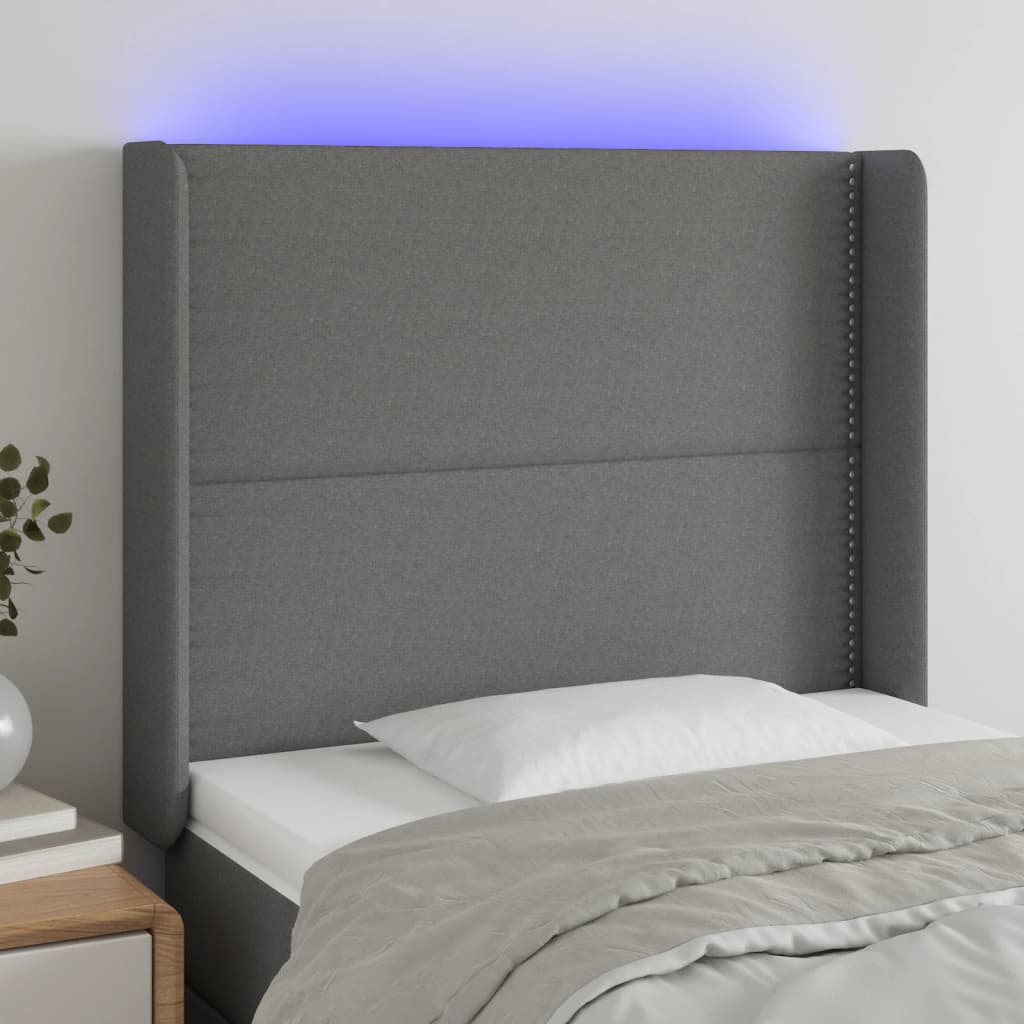 LED Kopfteil Hellgrau 83x16x78/88 cm Stoff