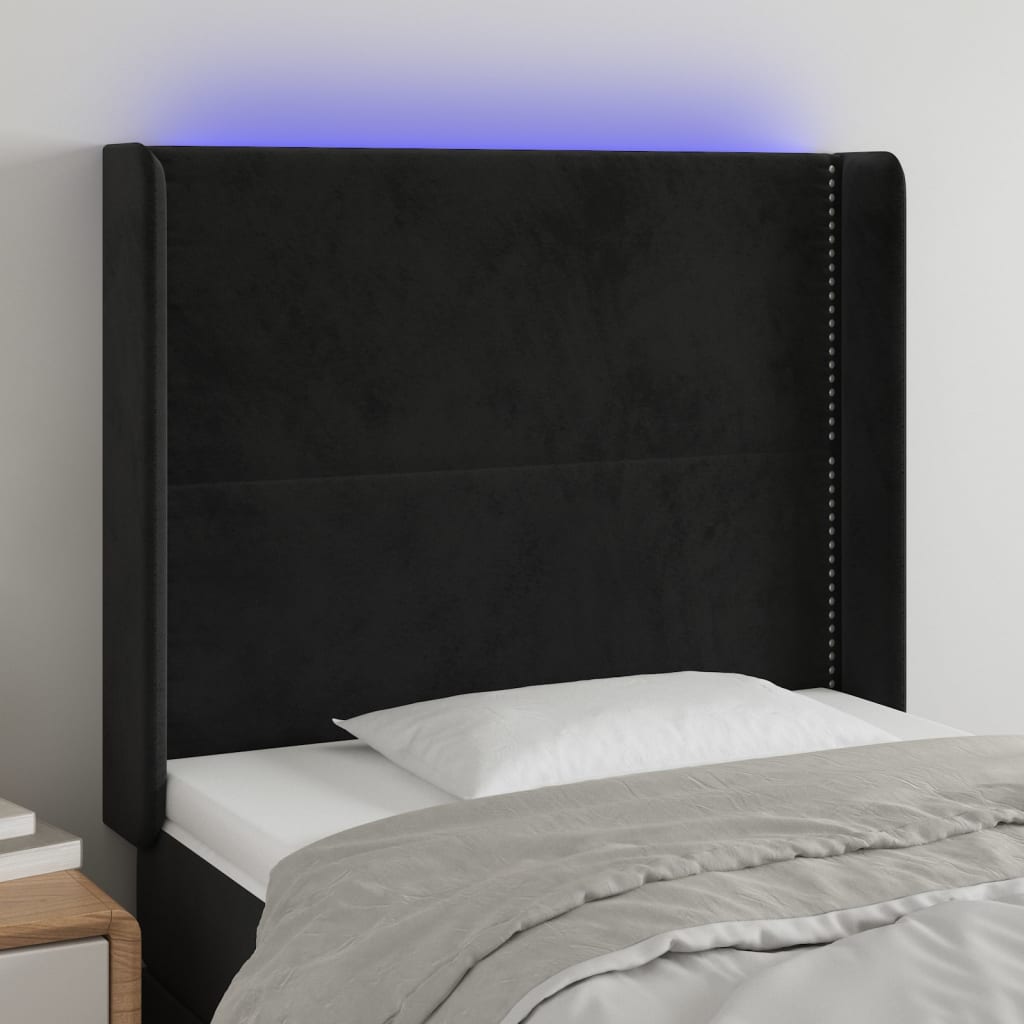 LED Kopfteil Hellgrau 83x16x78/88 cm Samt