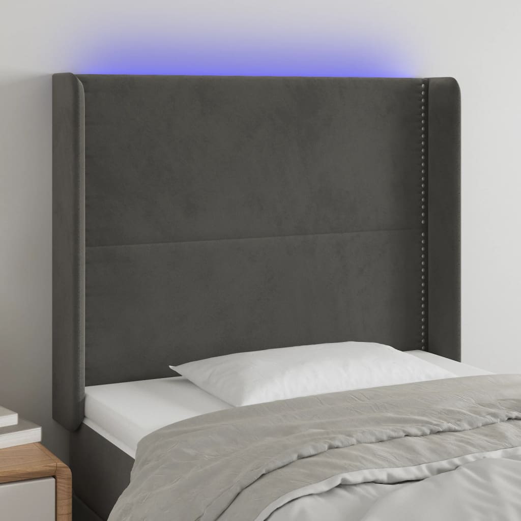 LED Kopfteil Hellgrau 83x16x78/88 cm Samt