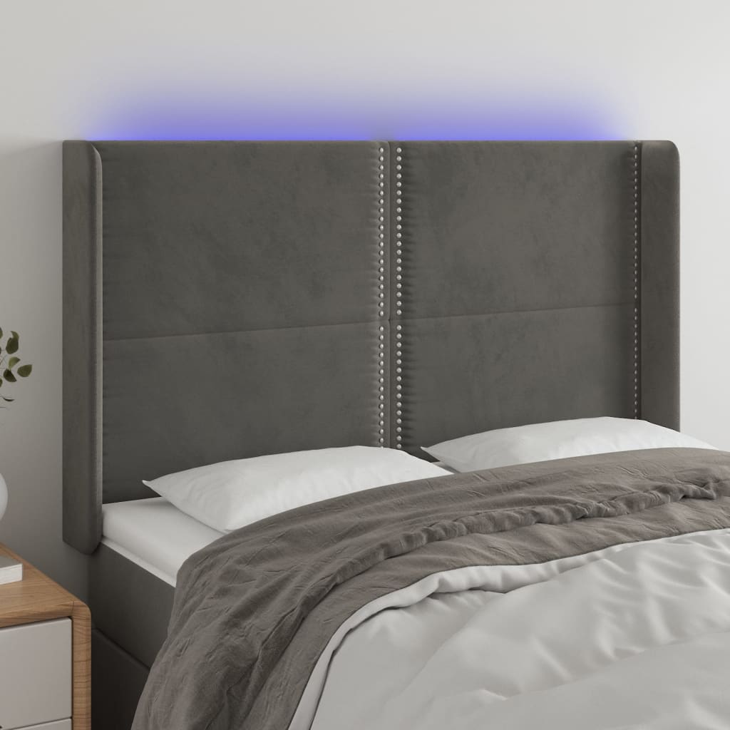LED Kopfteil Hellgrau 83x16x78/88 cm Samt