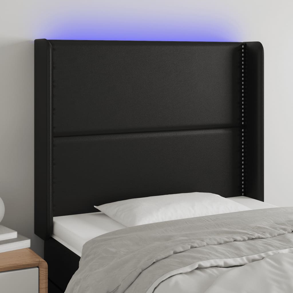 LED Kopfteil Schwarz 83x16x78/88 cm Kunstleder