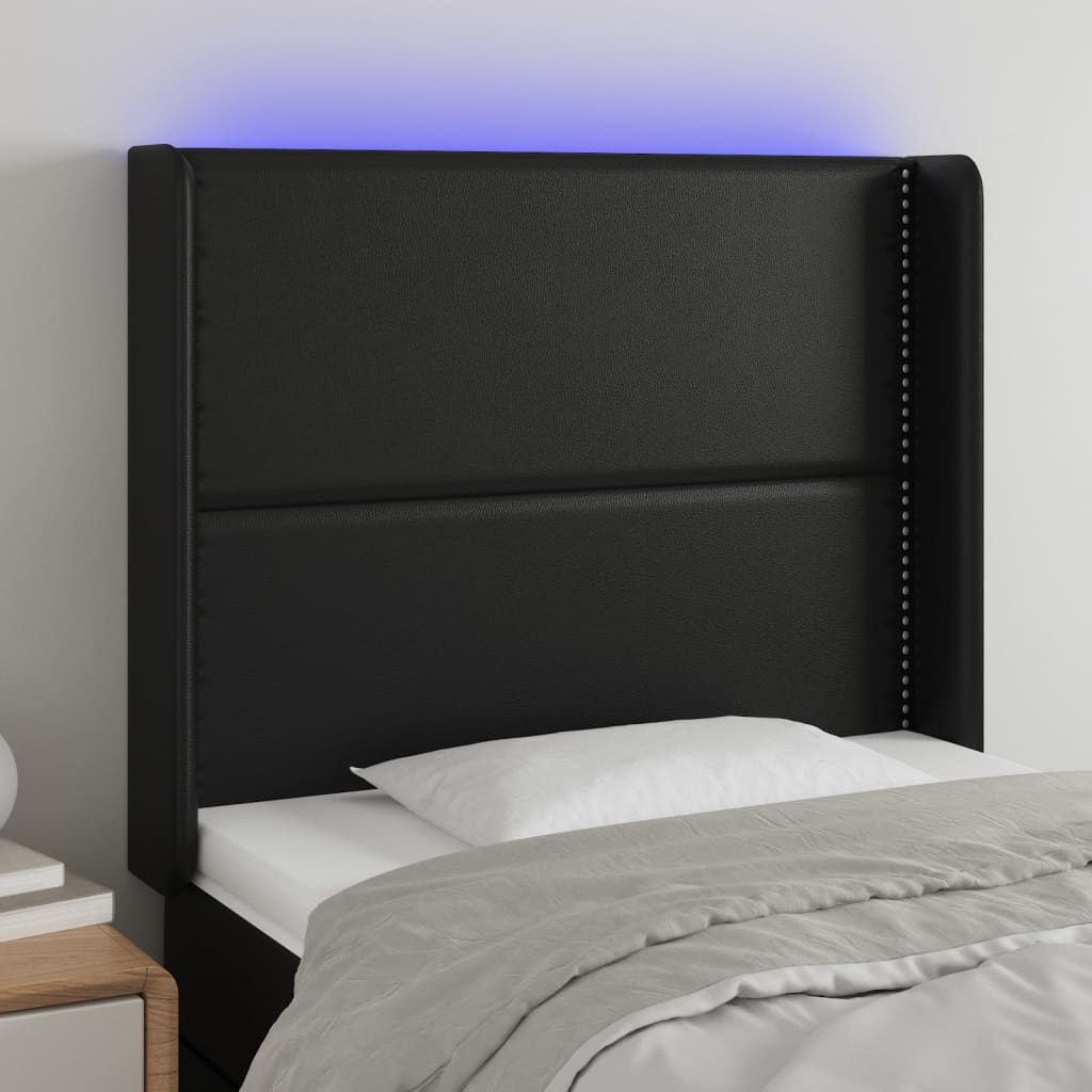 LED Kopfteil Schwarz 83x16x78/88 cm Kunstleder