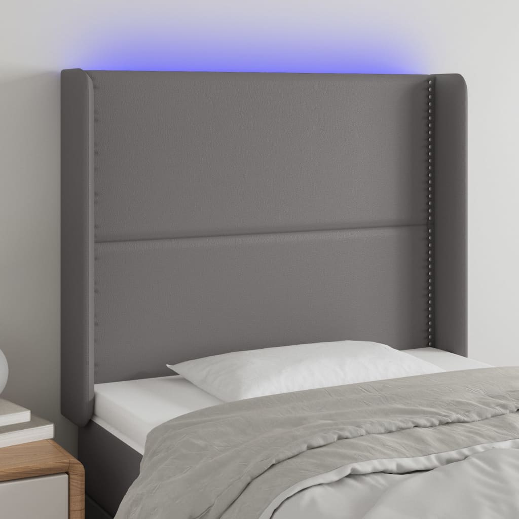 LED Kopfteil Schwarz 83x16x78/88 cm Kunstleder
