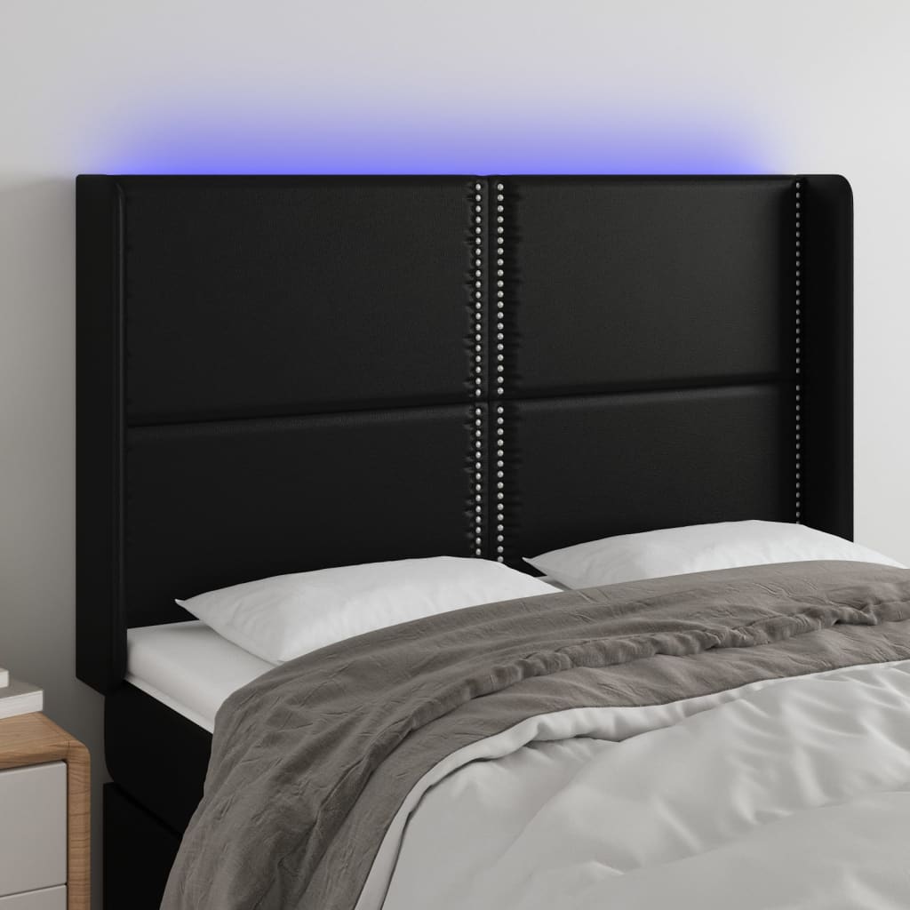 LED Kopfteil Schwarz 83x16x78/88 cm Kunstleder