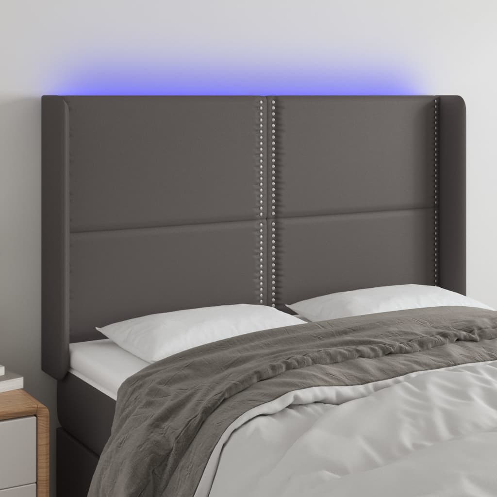 LED Kopfteil Schwarz 83x16x78/88 cm Kunstleder
