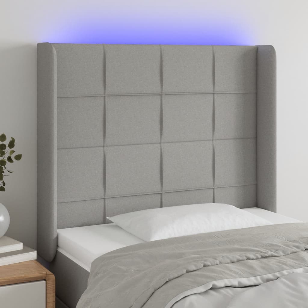 LED Kopfteil Hellgrau 83x16x78/88 cm Stoff