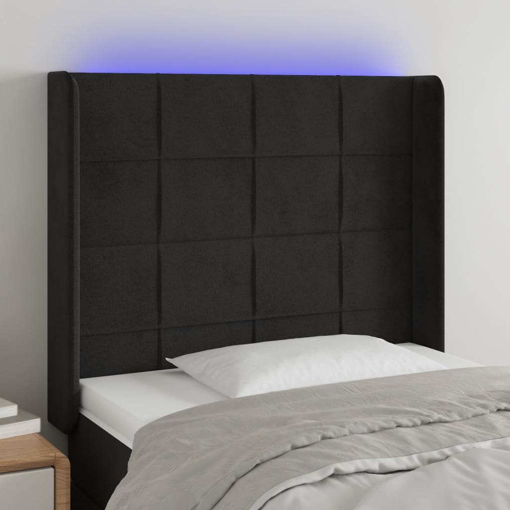 LED Kopfteil Hellgrau 83x16x78/88 cm Samt