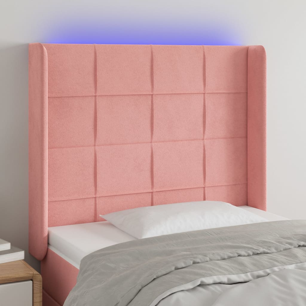 LED Kopfteil Hellgrau 83x16x78/88 cm Samt