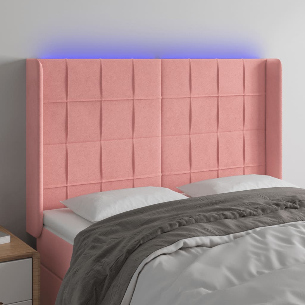 LED Kopfteil Hellgrau 83x16x78/88 cm Samt
