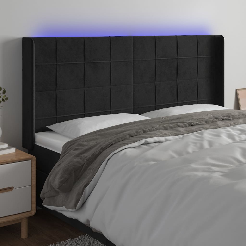 LED Kopfteil Hellgrau 83x16x78/88 cm Samt