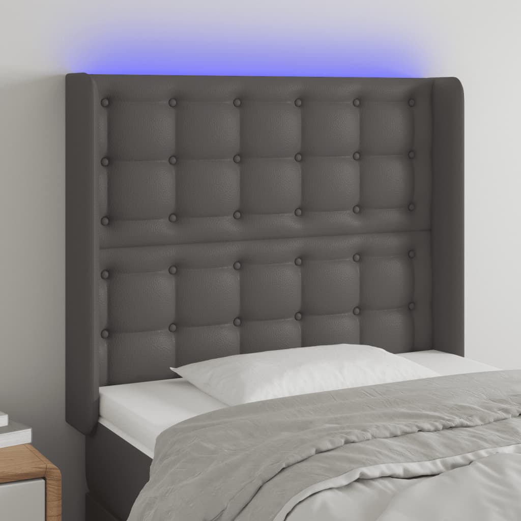 LED Kopfteil Schwarz 83x16x78/88 cm Kunstleder