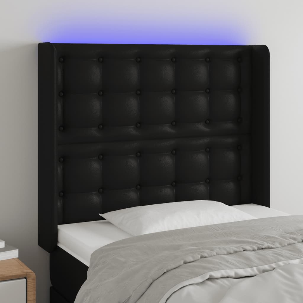 LED Kopfteil Schwarz 83x16x78/88 cm Kunstleder