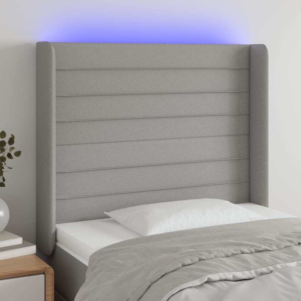 LED Kopfteil Hellgrau 83x16x78/88 cm Stoff
