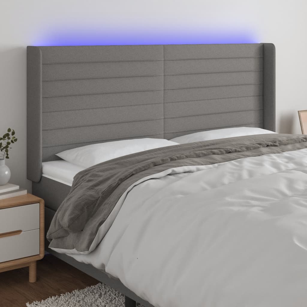 LED Kopfteil Hellgrau 83x16x78/88 cm Stoff