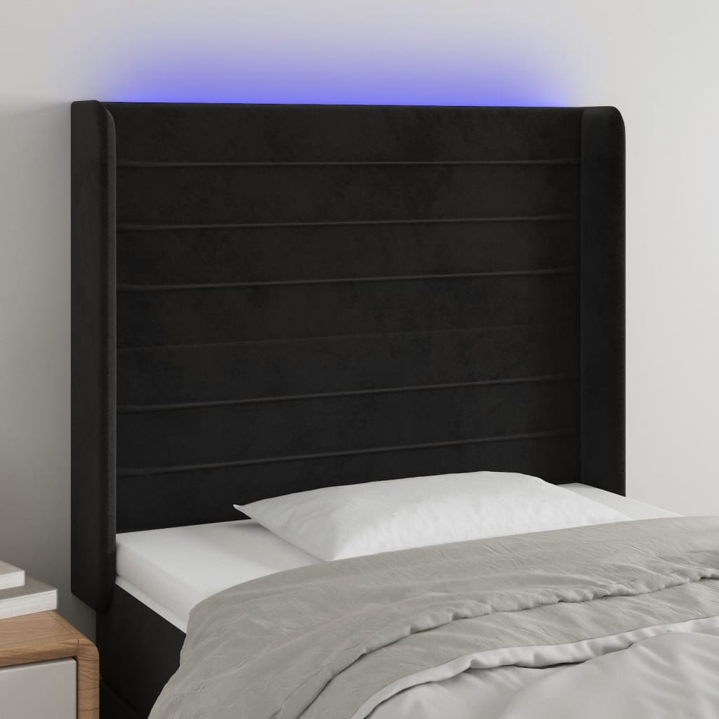 LED Kopfteil Hellgrau 83x16x78/88 cm Samt