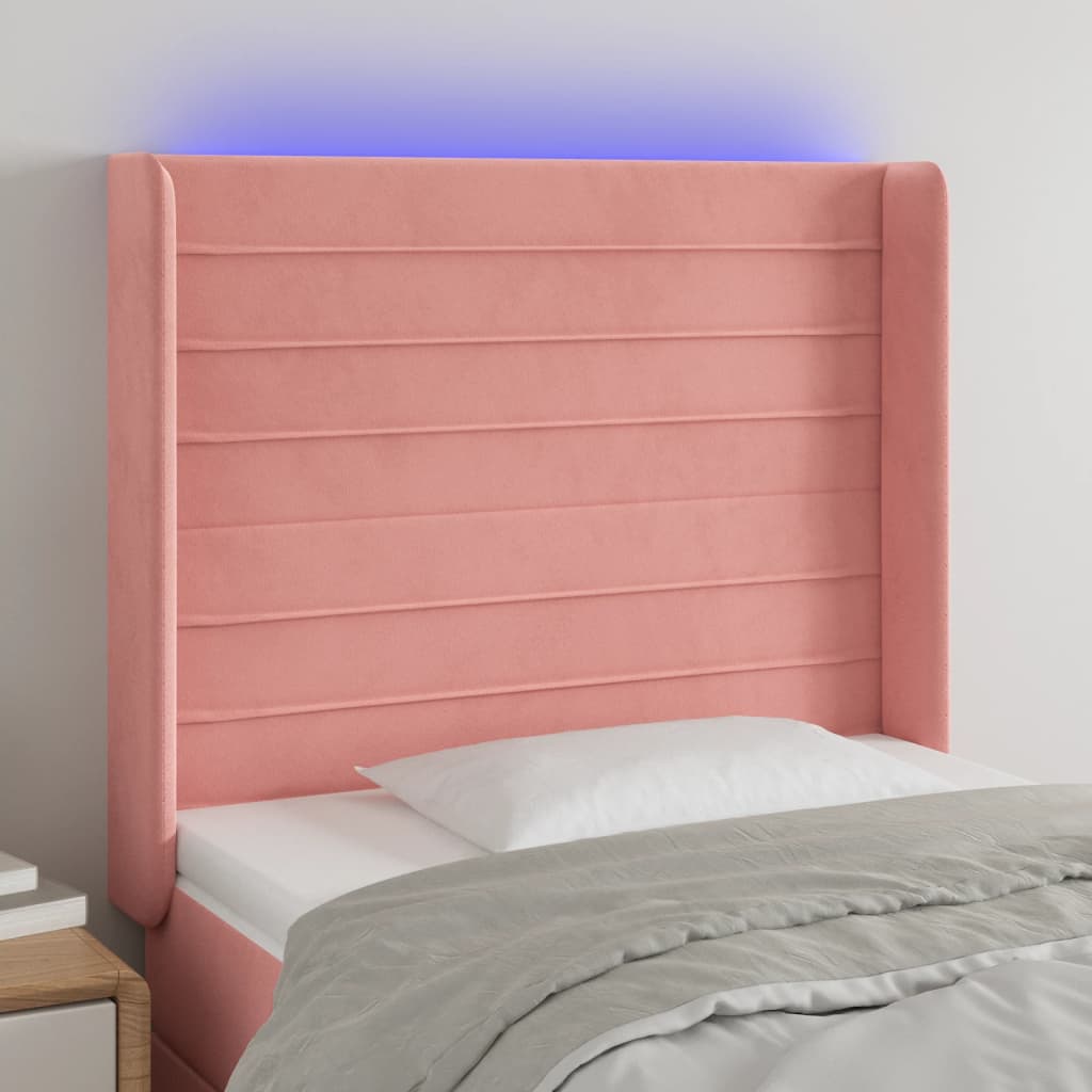LED Kopfteil Hellgrau 83x16x78/88 cm Samt