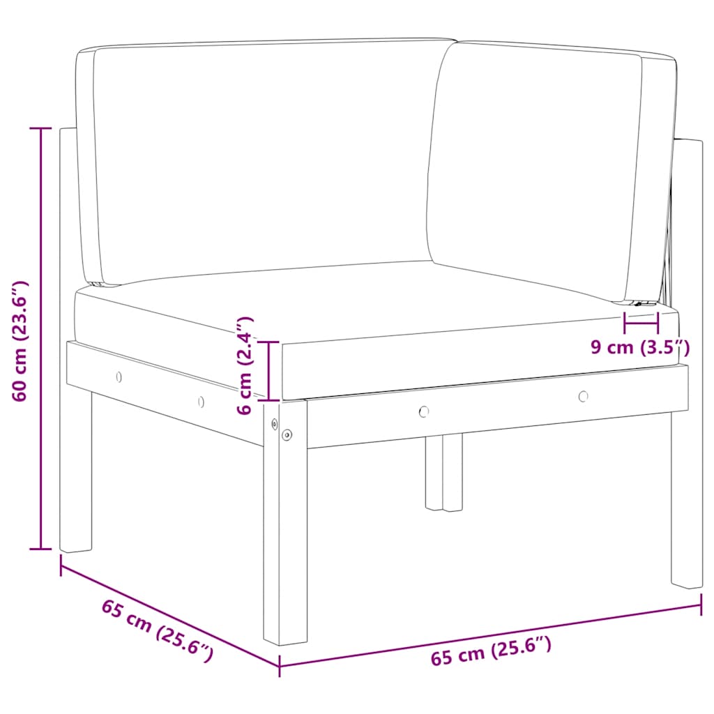 vidaXL Garten-Ecksofas 2-tlg. mit Kissen Holz Akazie & Seil