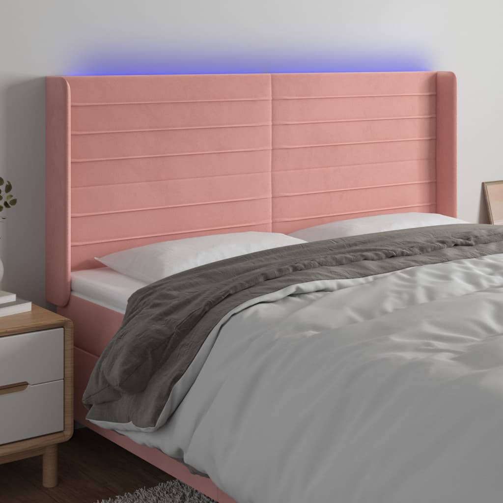 LED Kopfteil Hellgrau 83x16x78/88 cm Samt