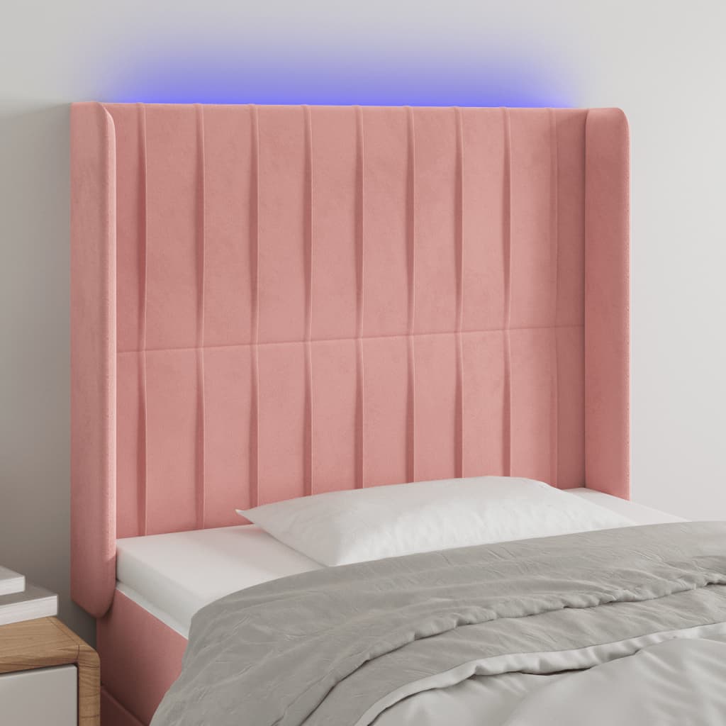LED Kopfteil Hellgrau 83x16x78/88 cm Samt