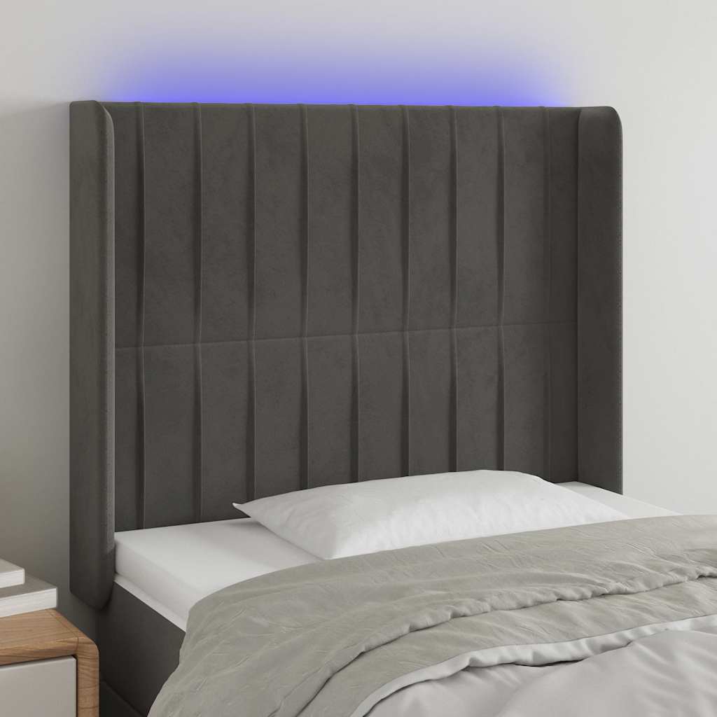 LED Kopfteil Hellgrau 83x16x78/88 cm Samt