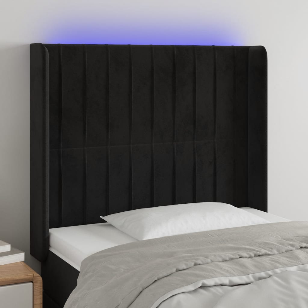 LED Kopfteil Hellgrau 83x16x78/88 cm Samt