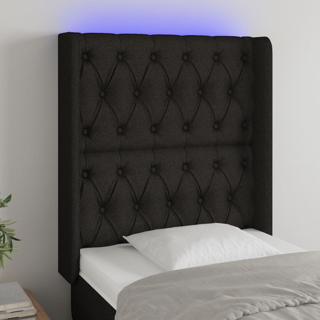 LED Kopfteil Hellgrau 83x16x78/88 cm Stoff