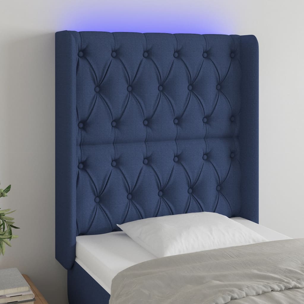 LED Kopfteil Hellgrau 83x16x78/88 cm Stoff