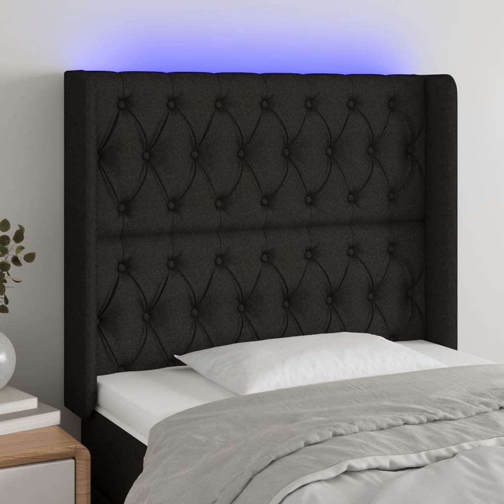 LED Kopfteil Hellgrau 83x16x78/88 cm Stoff