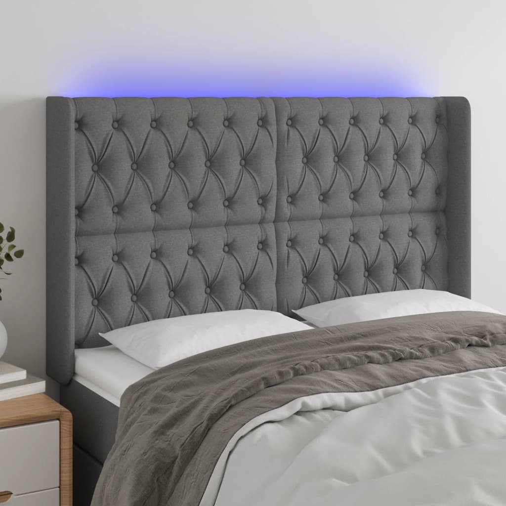 LED Kopfteil Hellgrau 83x16x78/88 cm Stoff