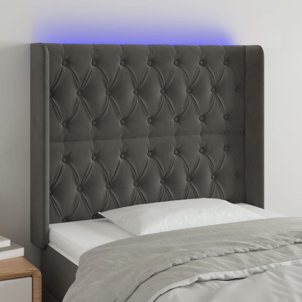 LED Kopfteil Hellgrau 83x16x78/88 cm Samt