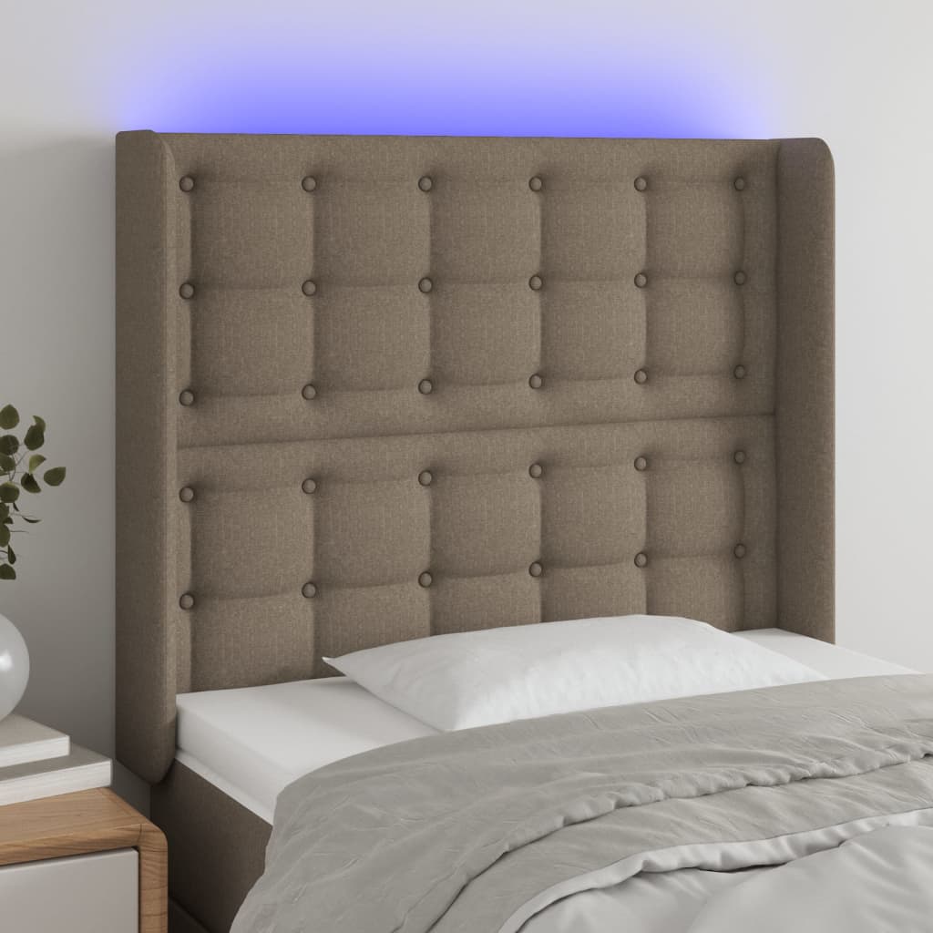 LED Kopfteil Hellgrau 83x16x78/88 cm Stoff