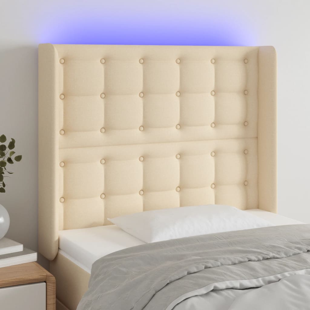 LED Kopfteil Hellgrau 83x16x78/88 cm Stoff