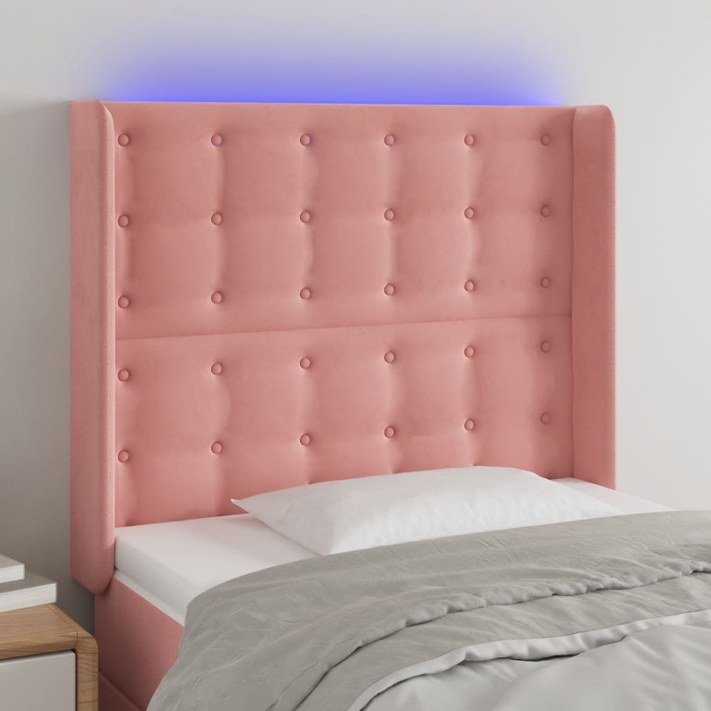 LED Kopfteil Hellgrau 83x16x78/88 cm Samt