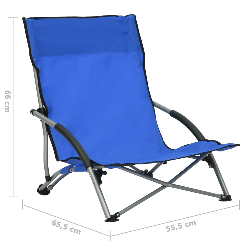vidaXL Klappbare Strandstühle 2 Stk. Blau Stoff