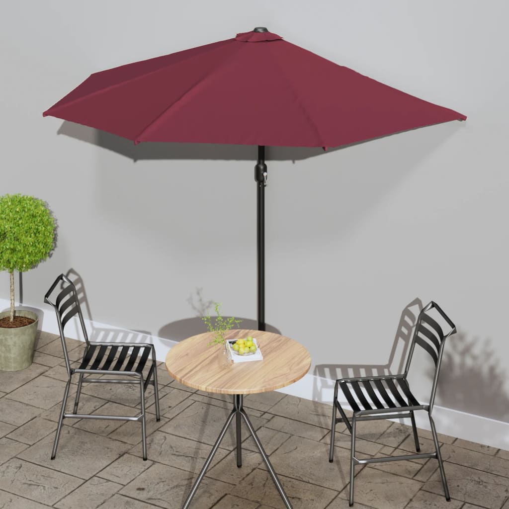 Balkon-Sonnenschirm Alu-Mast Terrakotta 270x144x222cm Halbrund