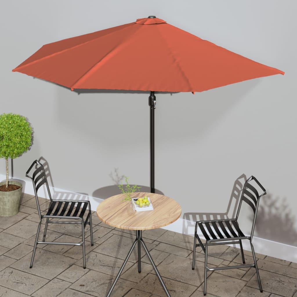 Balkon-Sonnenschirm Alu-Mast Terrakotta 270x144x222cm Halbrund