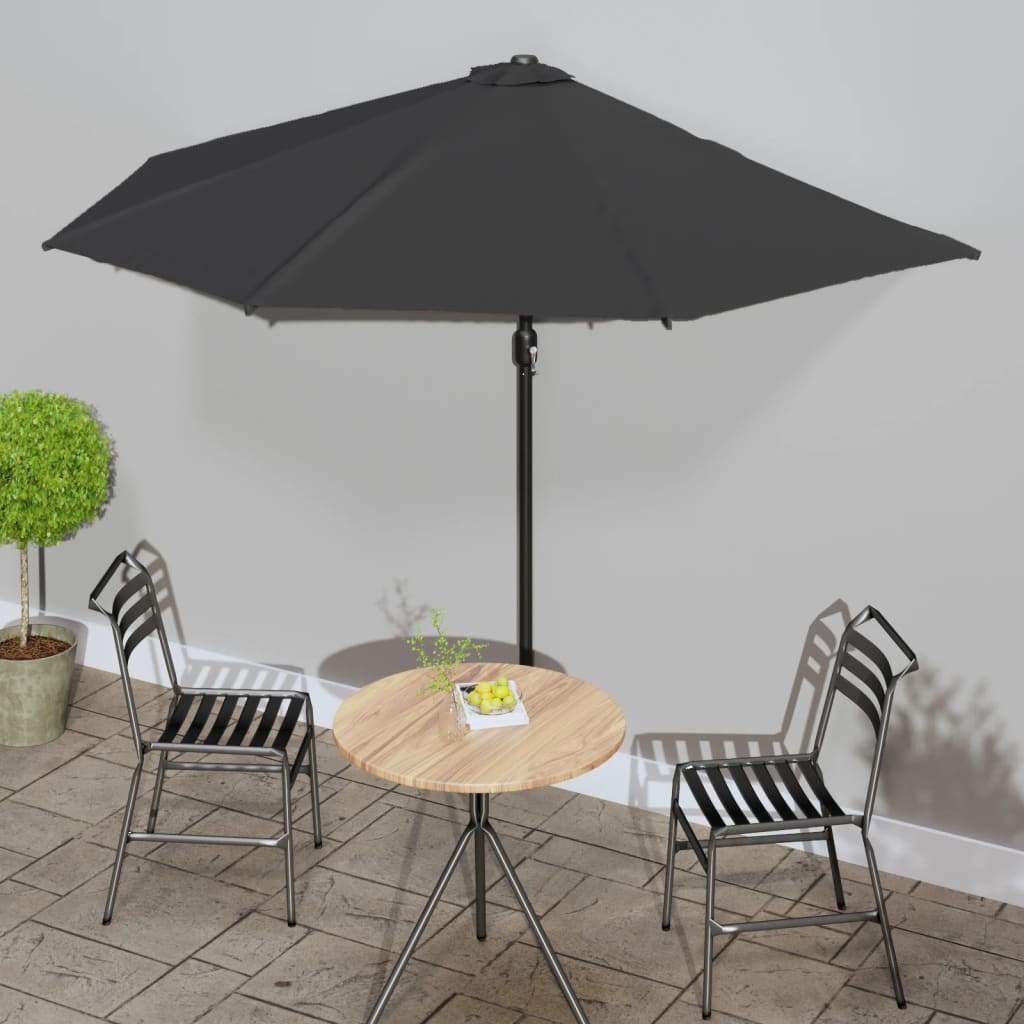 Balkon-Sonnenschirm Alu-Mast Terrakotta 270x144x222cm Halbrund