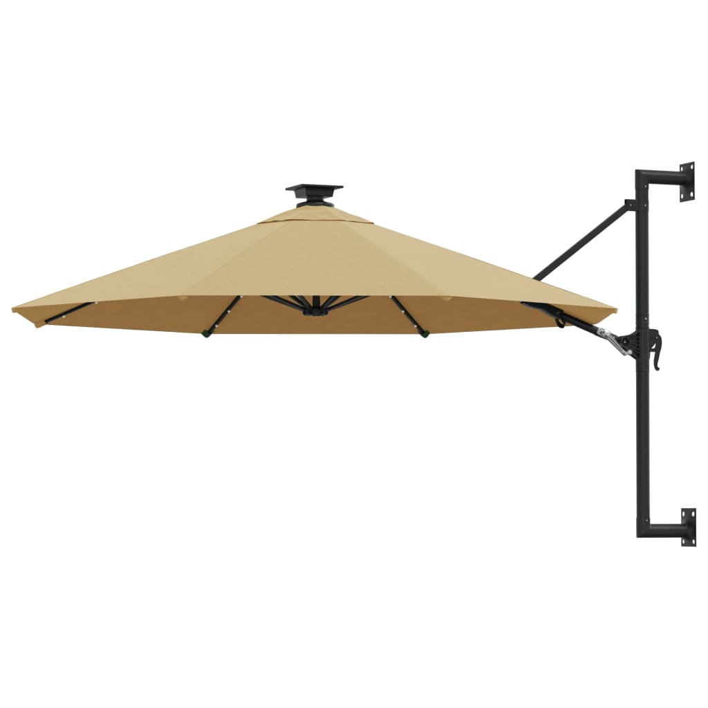 Sonnenschirm zur Wandmontage mit LEDs 300 cm Sandweiß