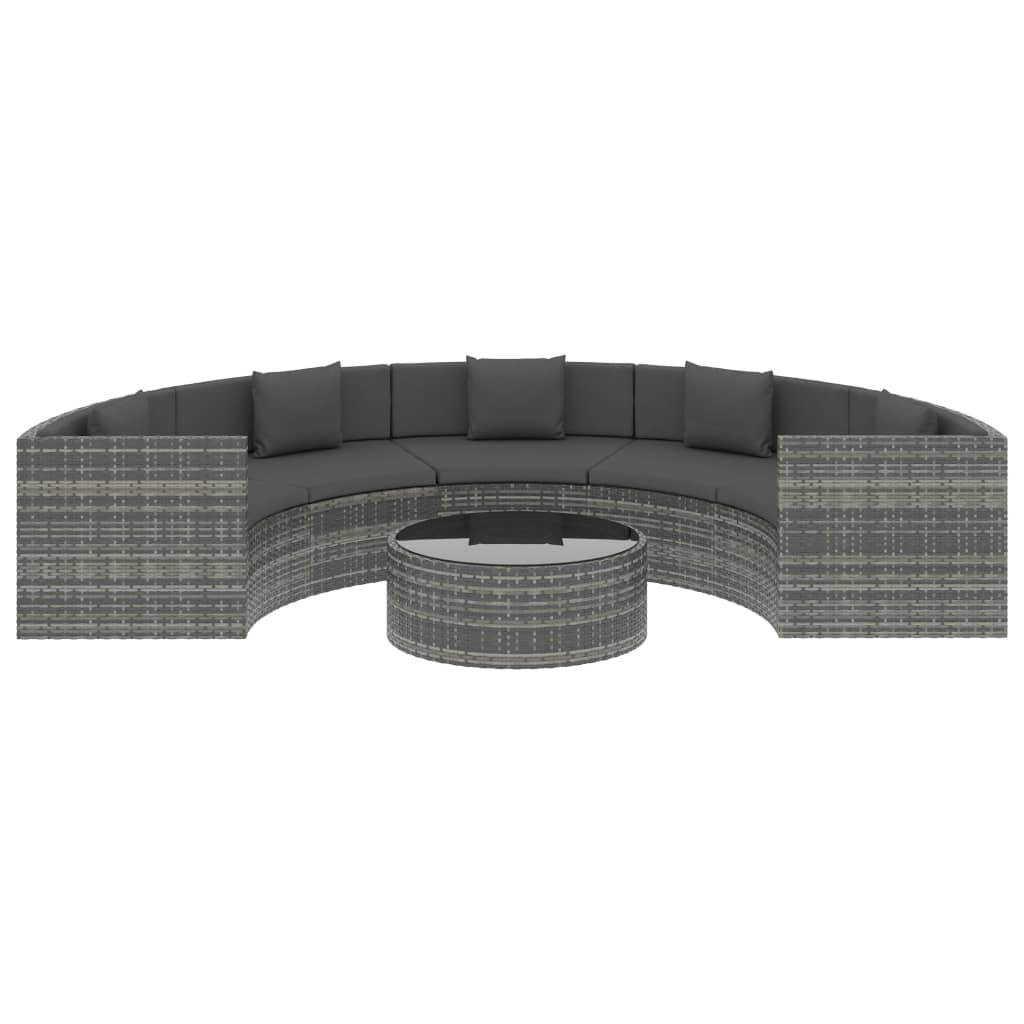 6-tlg. Garten-Lounge-Set mit Auflagen Poly Rattan Grau